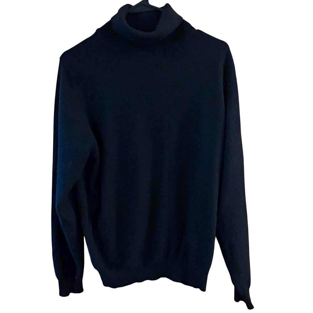 Lands' End Women’s 100% Cashmere Turtleneck Sweater Black Sz M Preppy Academia